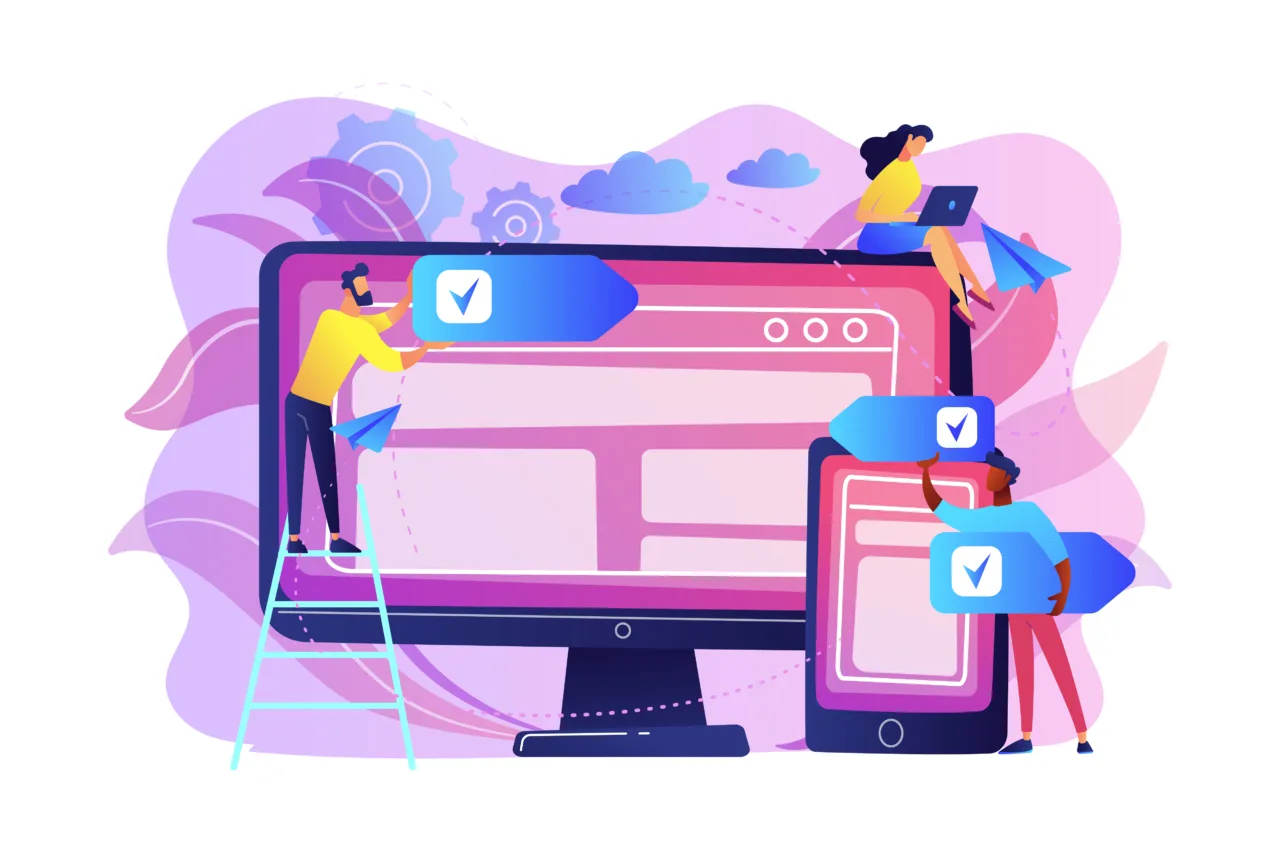 Developers showcase a website design on multiple devices