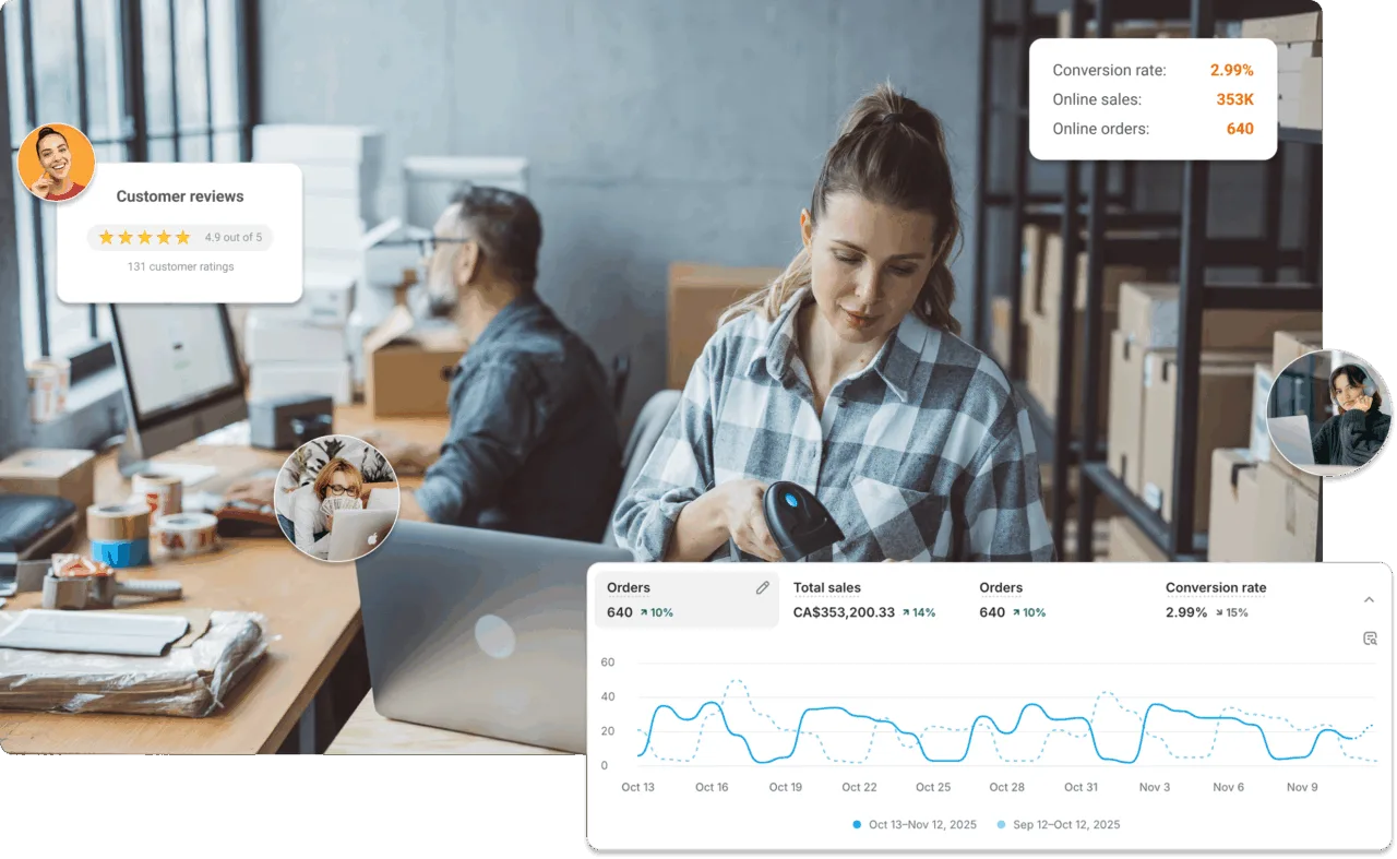 successful e-commerce business owners preparing orders