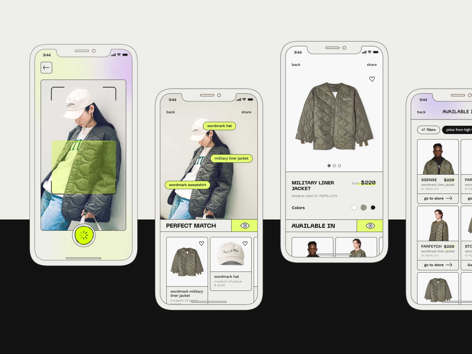 Brutalist design example: a shopping app mobile interface