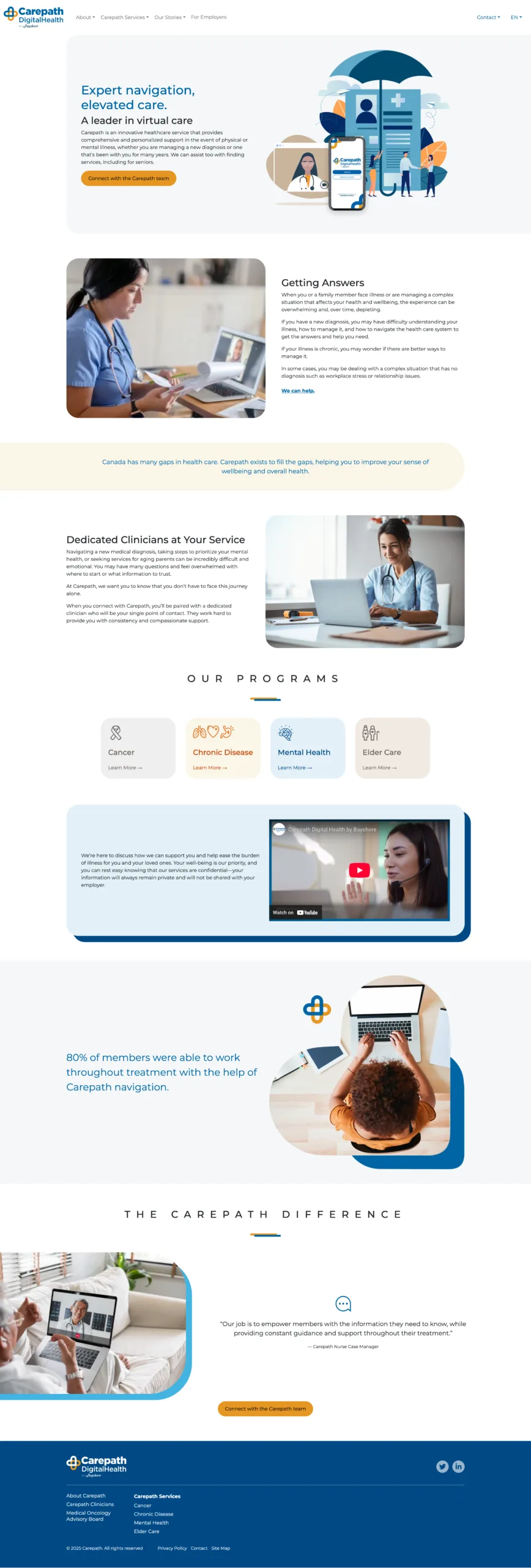 Carepth home page screenshot