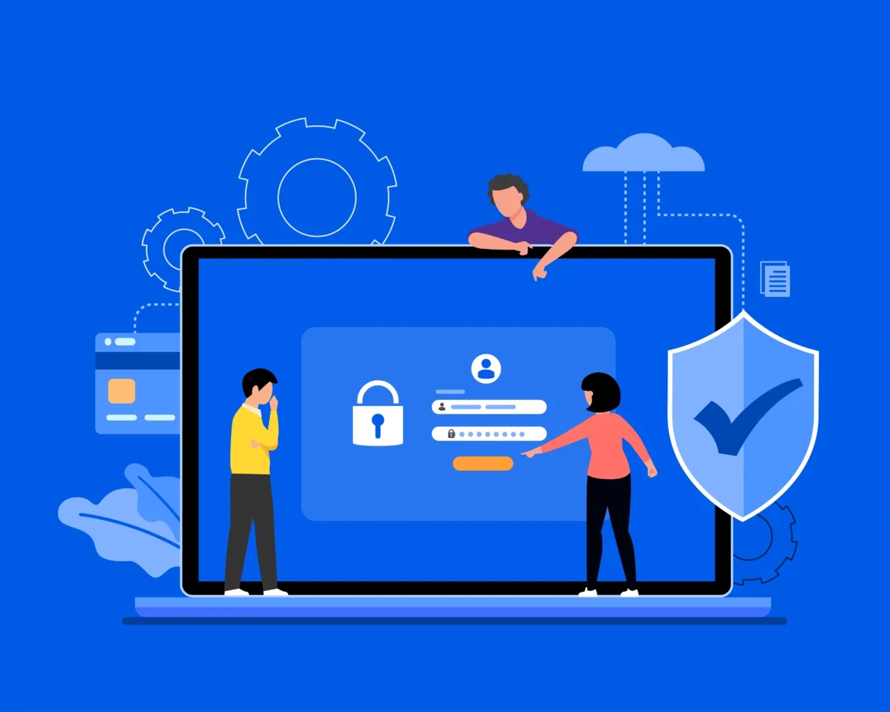 Illustration of developers securing a website