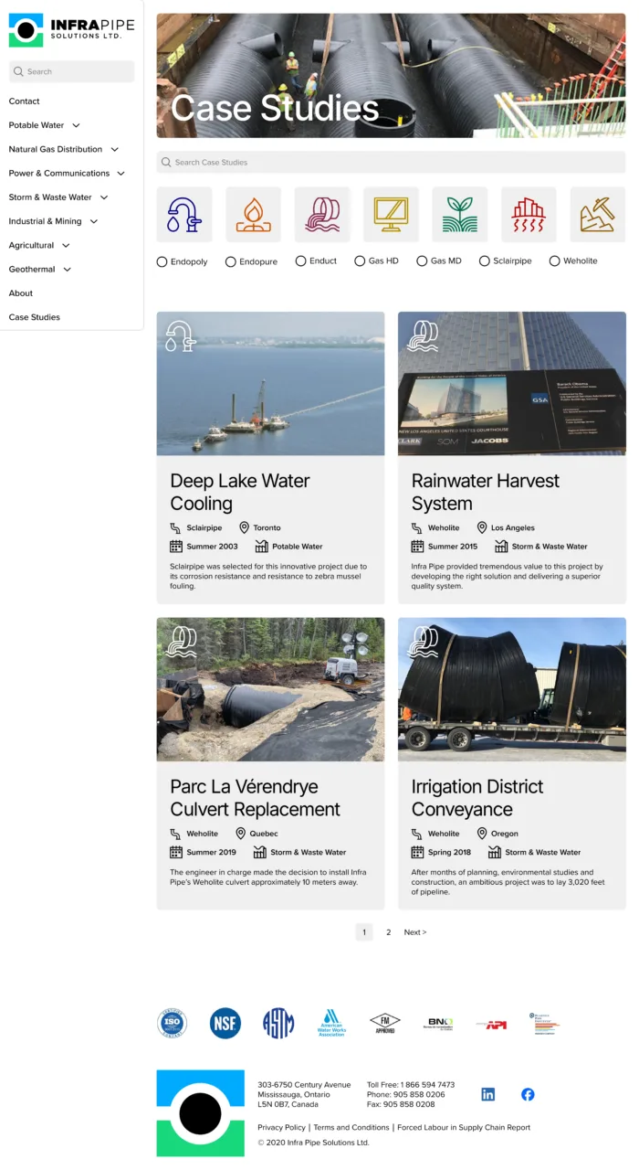 Infra Pipe Full Case Studies Screen