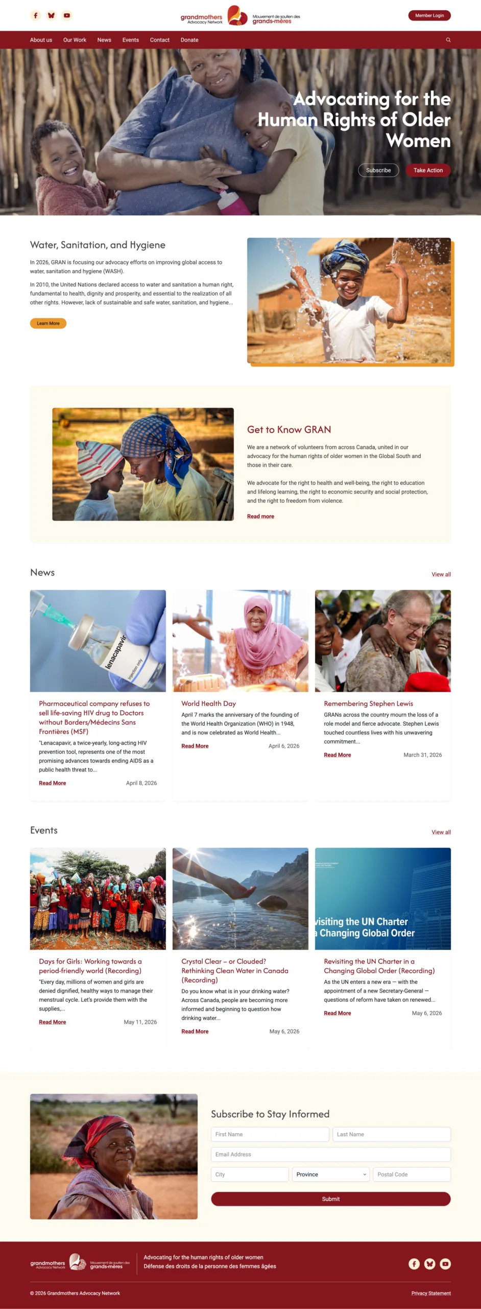GRAN's new WordPress website design