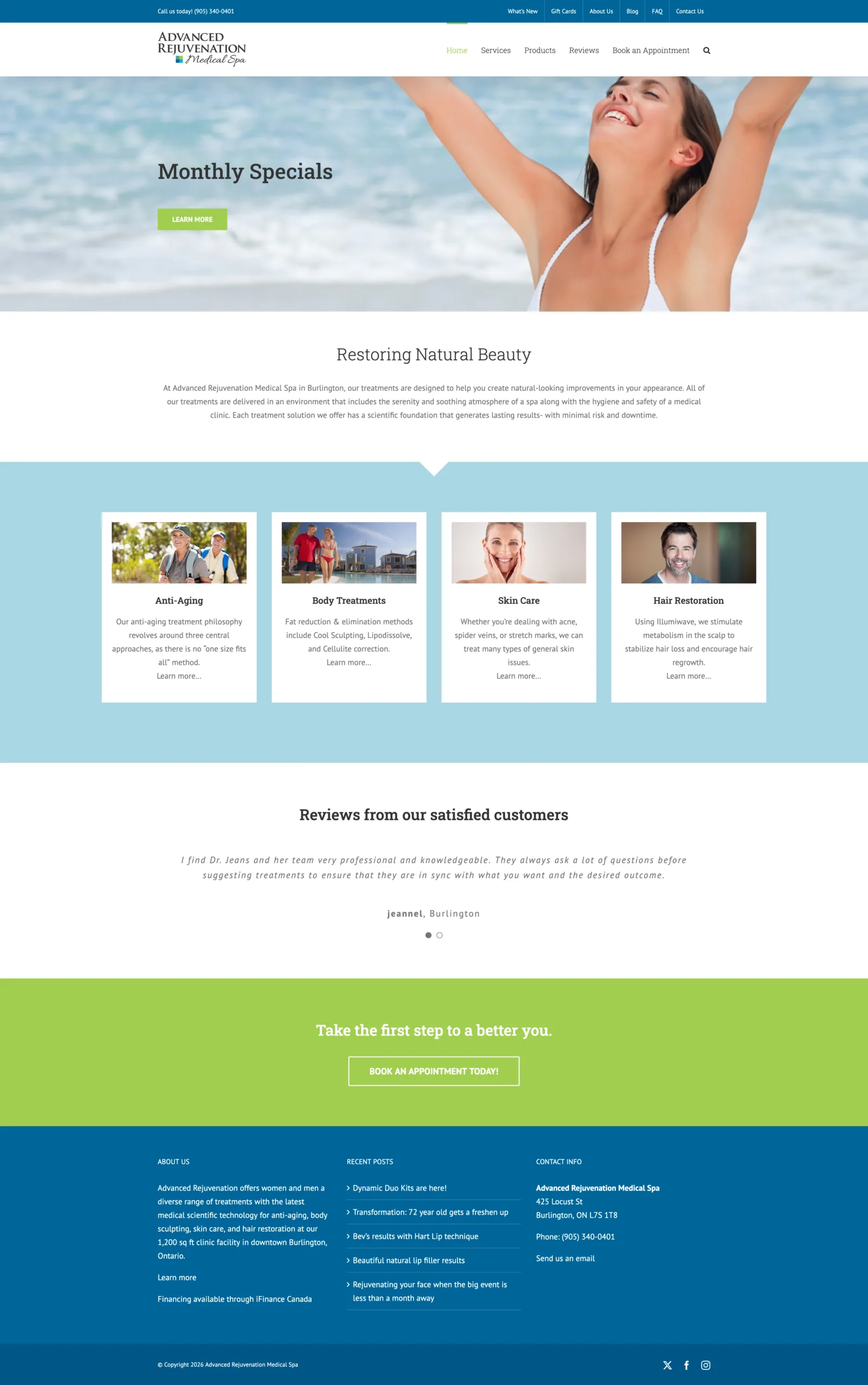 Advanced Rejuvenation - Home page screenshot