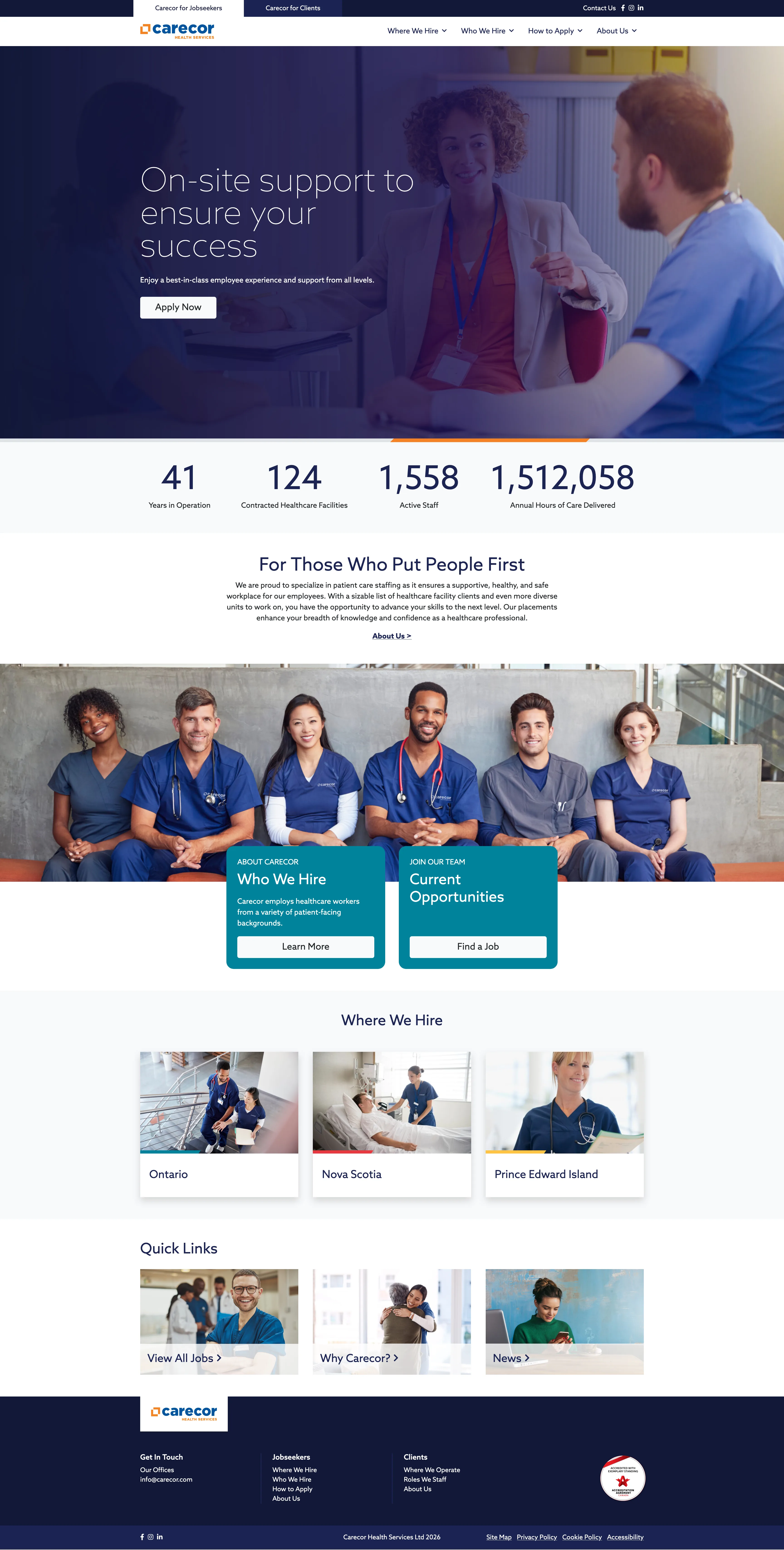 carecor home page mockup