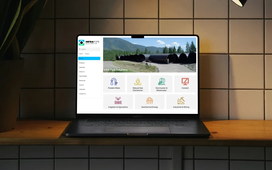 Infra pipe website mockup