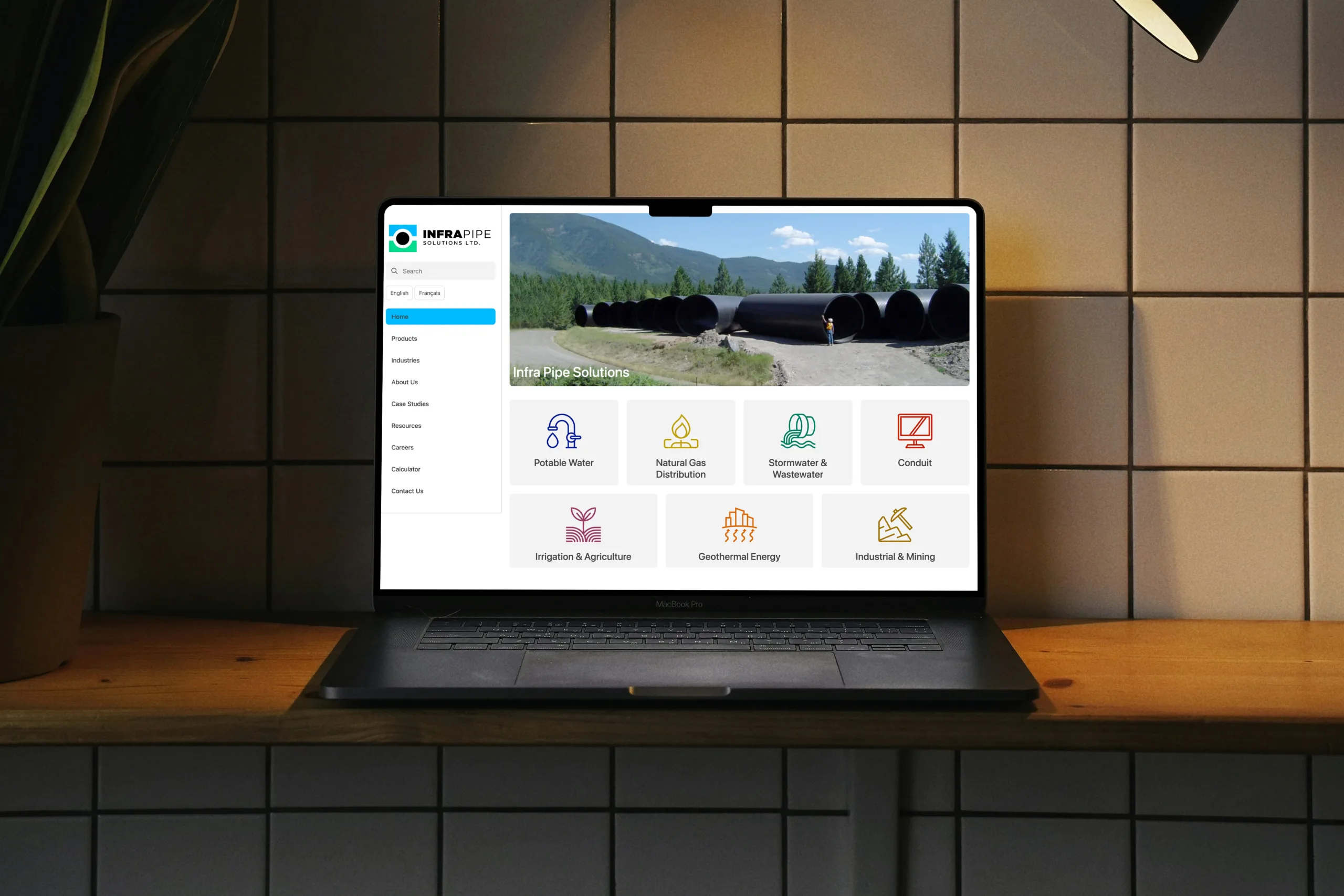 Infra pipe website mockup