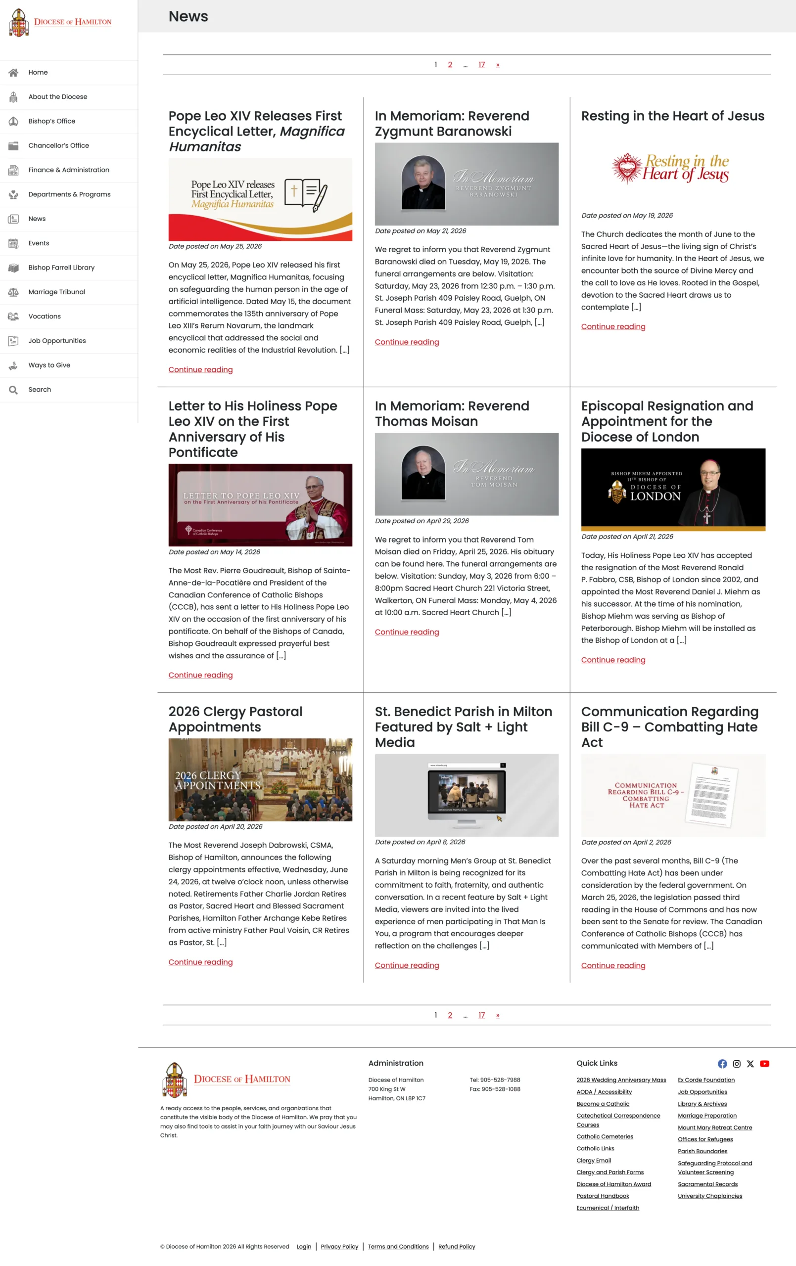 Hamilton Diocese news page