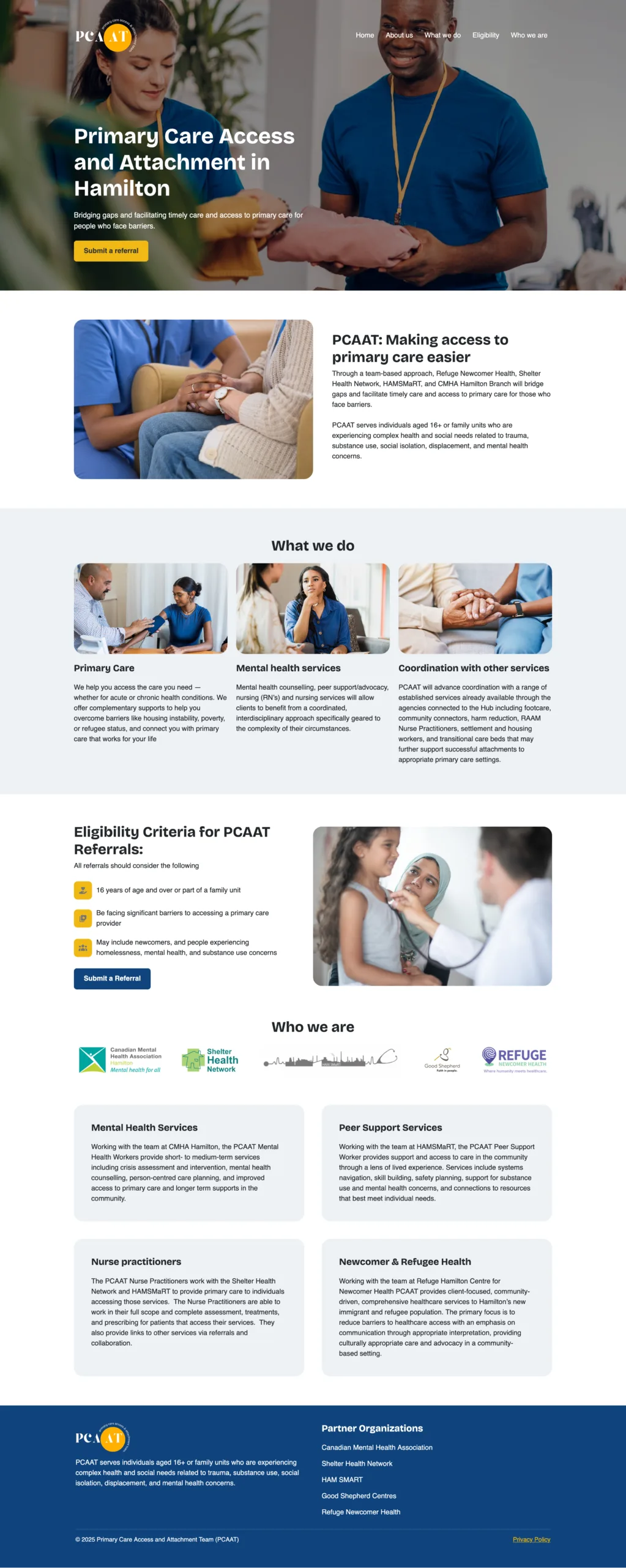 PCAAT home page screenshot