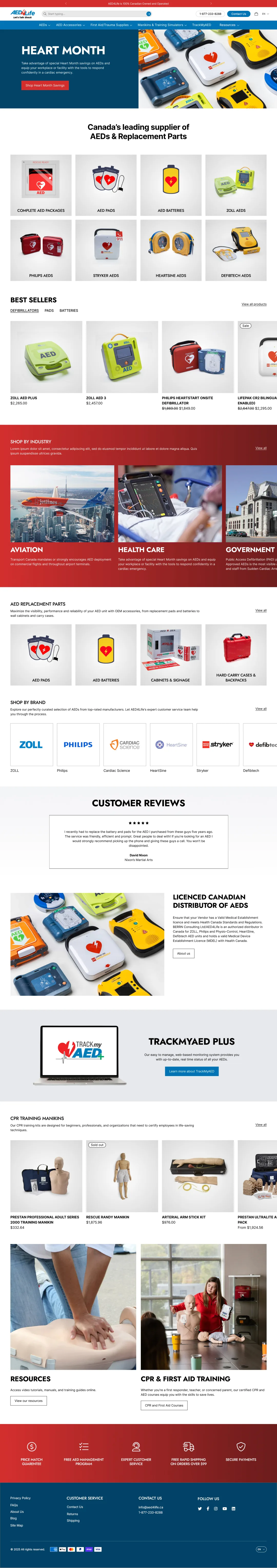 AED4Life Shopify home page design