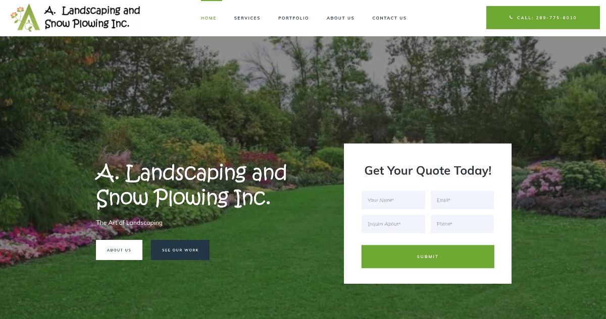 A. Landscaping and Snow Plowing website