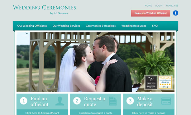 All Seasons Wedding Ceremonies website design