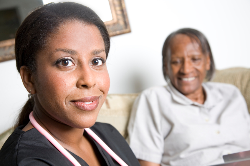 health care worker with client