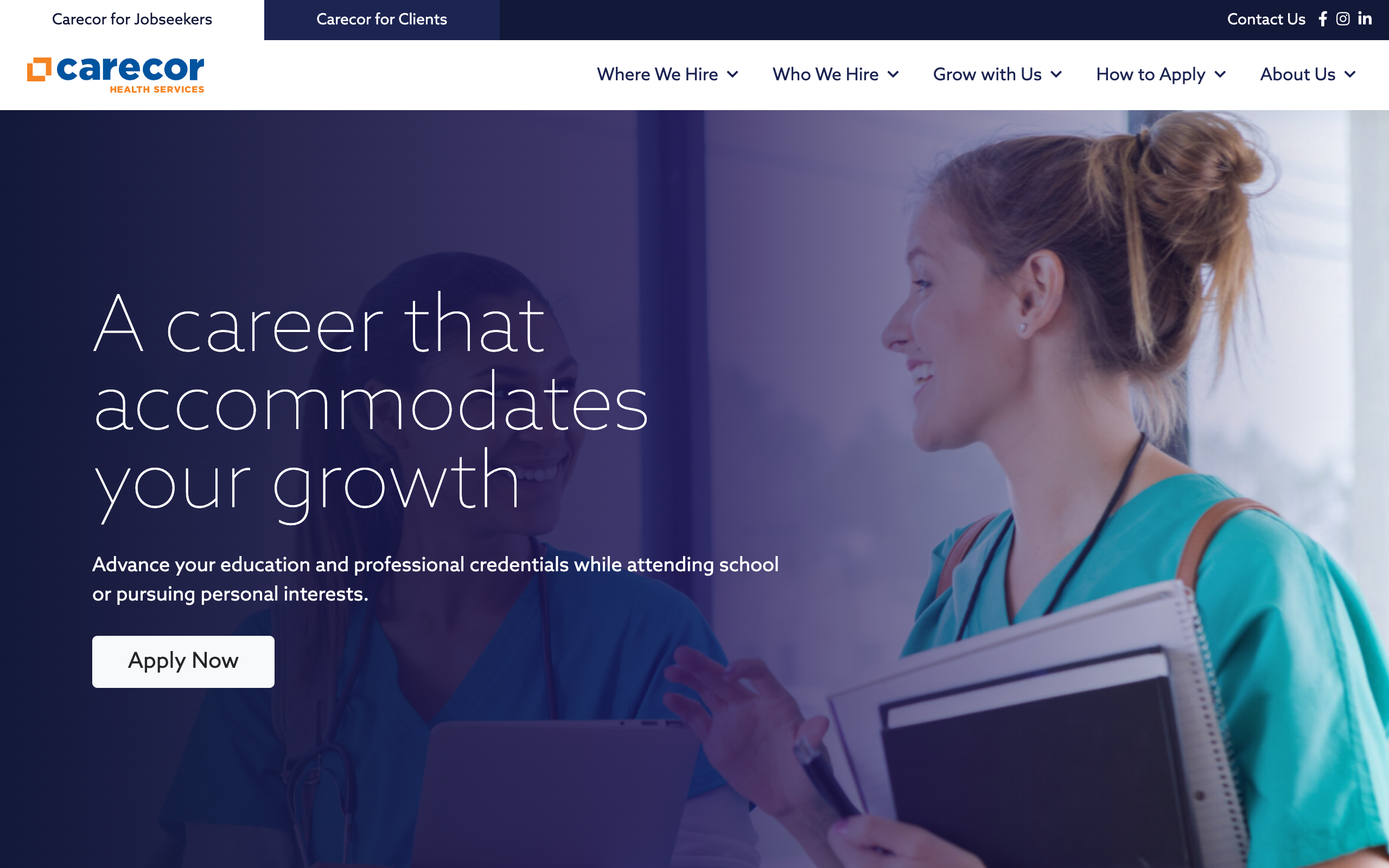 Carecor Health Services web design