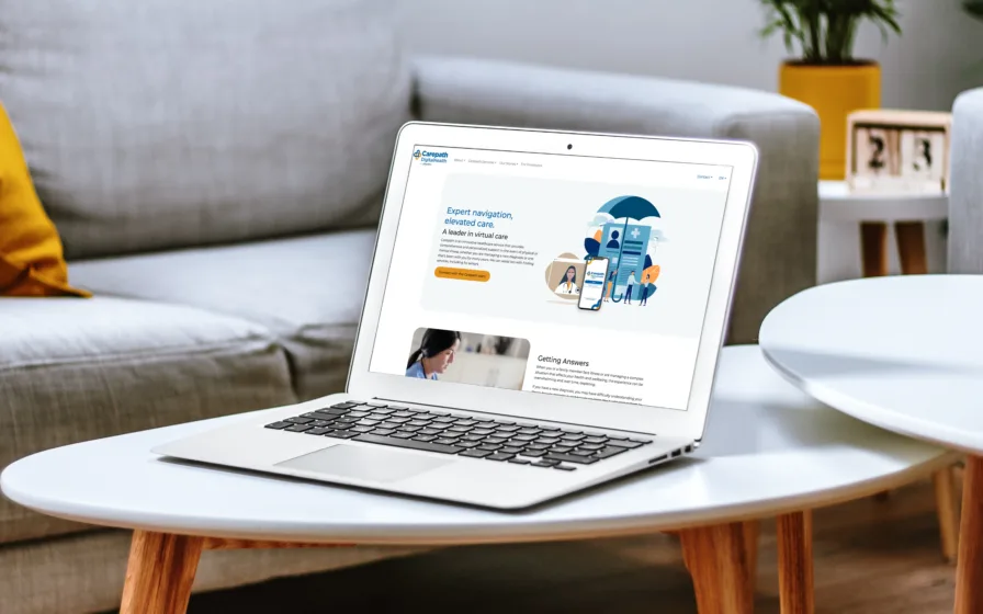 Macbook on a table open to Carepath website