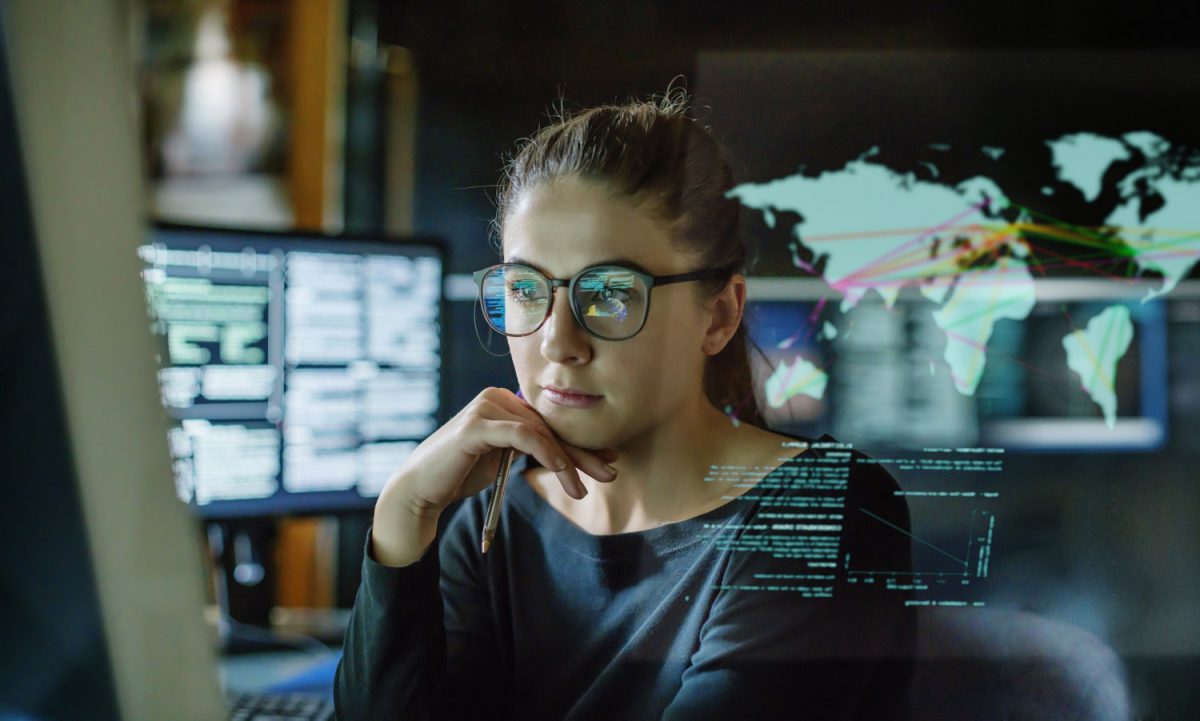 Woman at computer screen