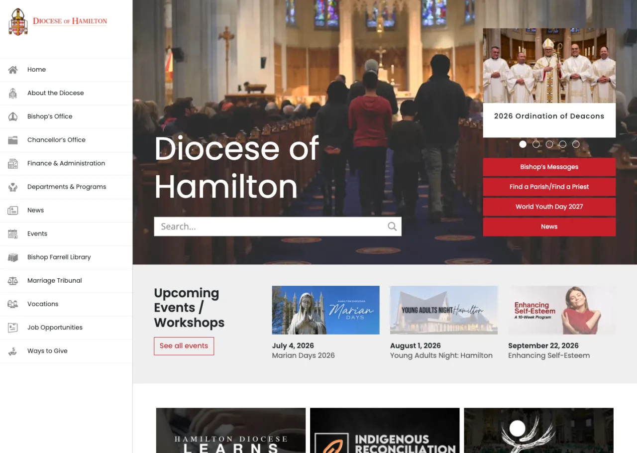 Diocese of Hamilton website design
