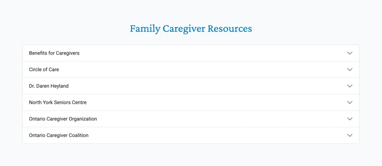 Mosaic Home Care resources accordion