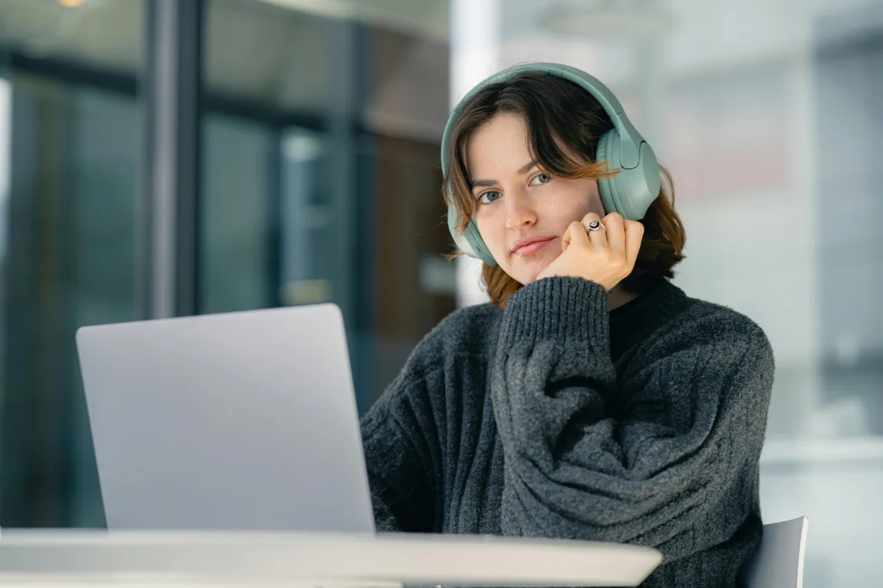 Young woman working on a laptop