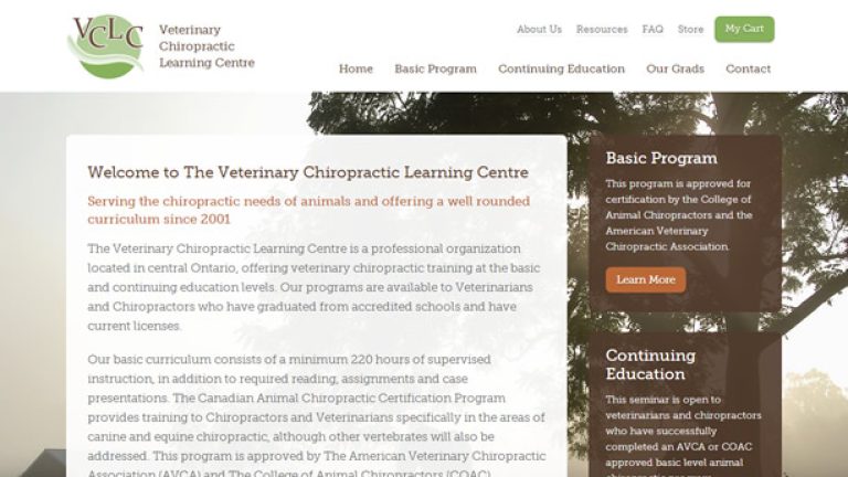 Veterinary Chiropractic Learning Centre Website Design