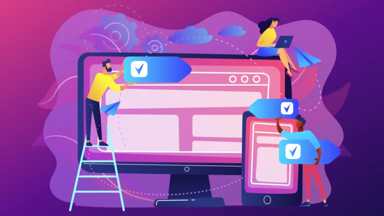 Developers showcase a website design on multiple devices