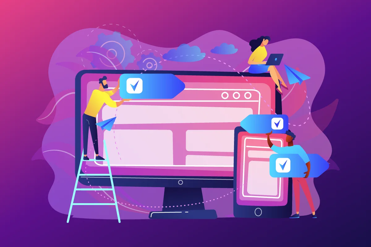 Developers showcase a website design on multiple devices